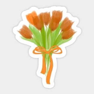 Bright Orange Tulips Art Sticker